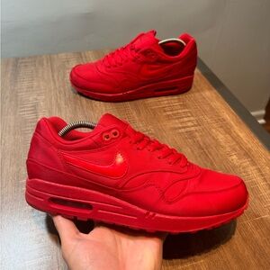 Nike Air Max 1 Sz 8.5 Attack Pack Red‎ 308866-600 Powerwall Shoes Sneakers